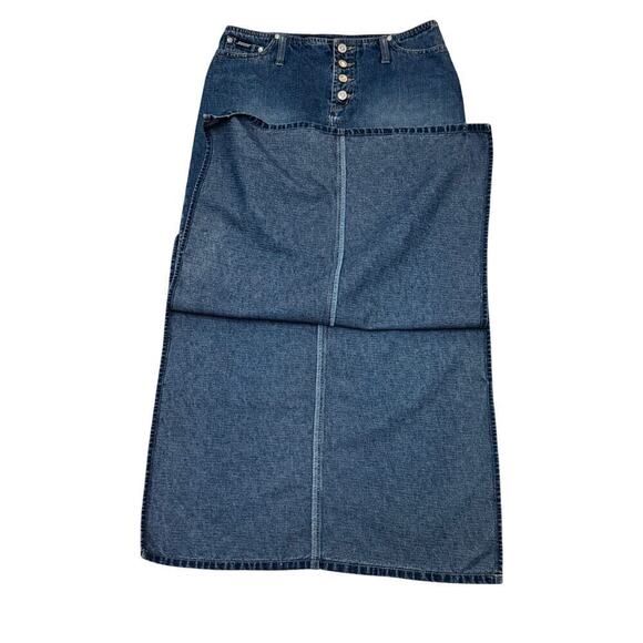 Vintage Stephen Hardy Squeeze Y2K Denim Skirt Button Fly Slit Size 10 - Picture 2 of 8